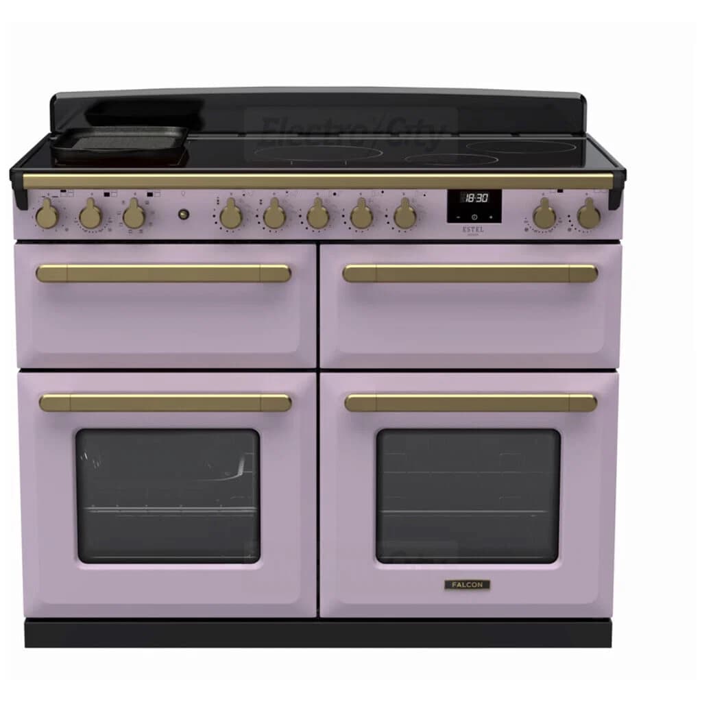 Rangemaster Estel Deluxe 110cm Induction Range Cooker with Slow Cook Oven | Heather with Brass Trim