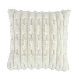 Carved Faux Fur Cushion Cream