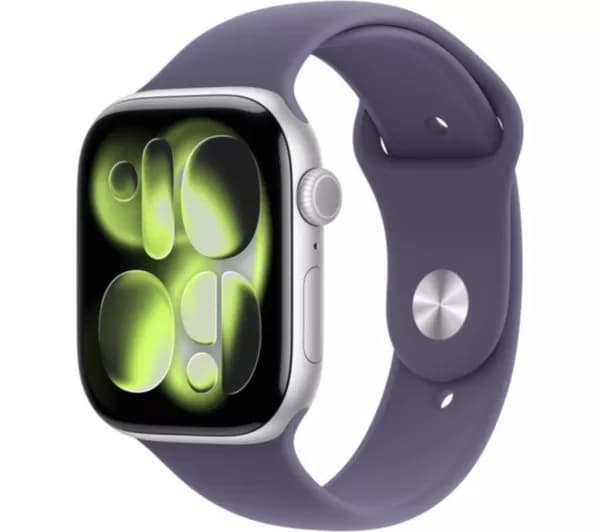 APPLE Watch Series 11 Cellular - 46 mm Silver Aluminium Case with Purple Fog Sport Band, M/L