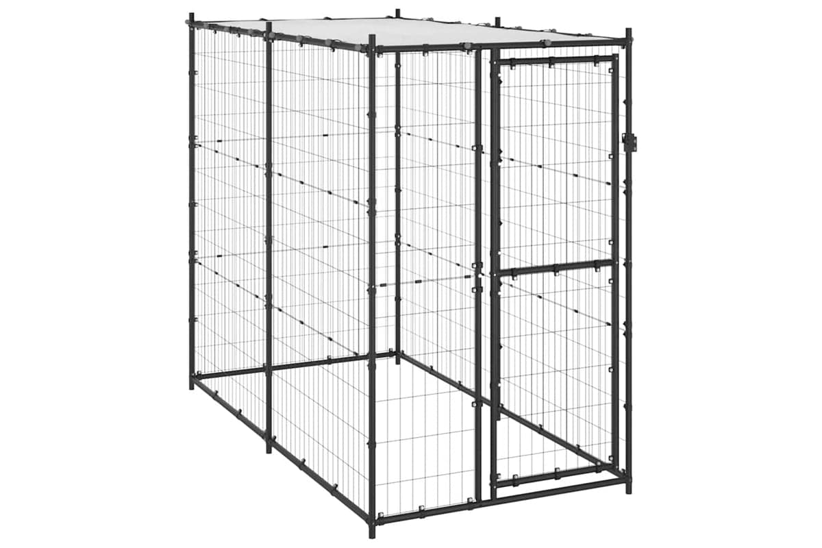 Vidaxl Outdoor Dog Kennel Steel With Roof 110x220x180 Cm