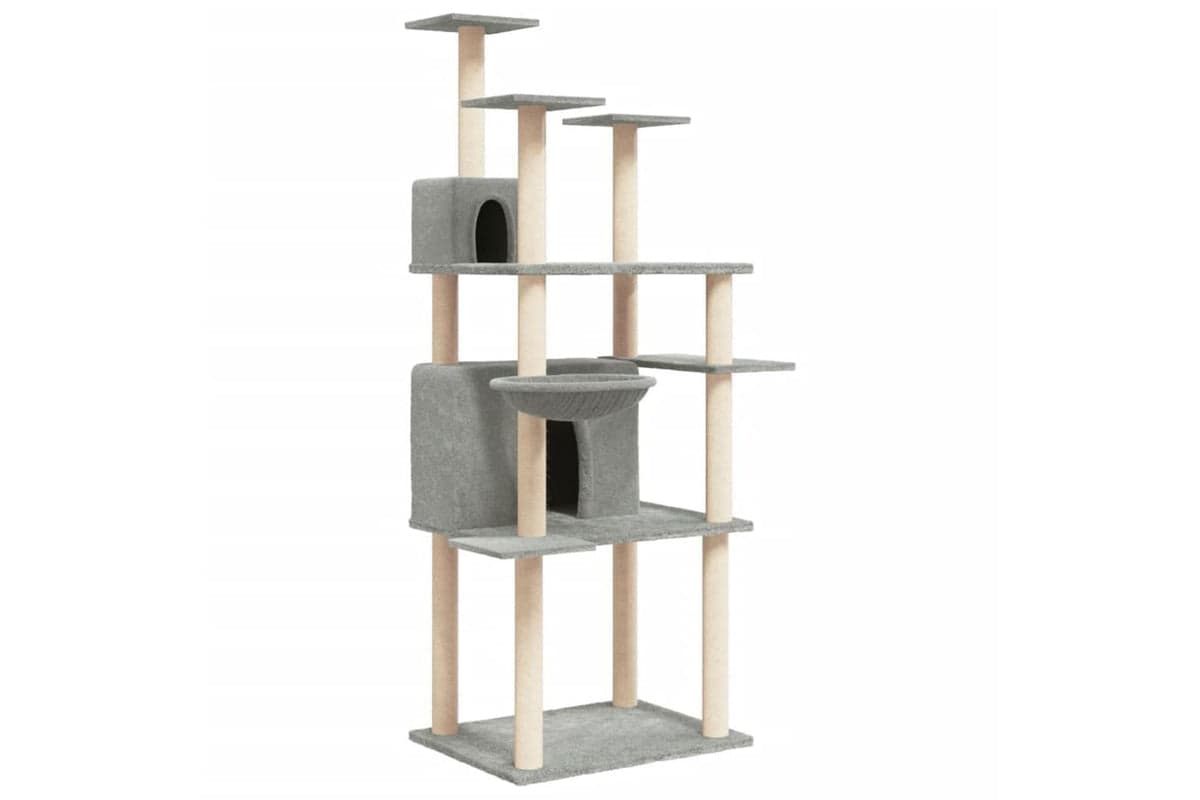 Cat Tree With Sisal Scratching Posts Light Grey 166 Cm