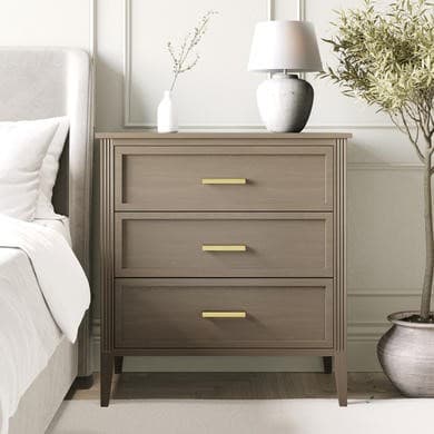 Dark Wood 3 Drawer Chest of Drawers - Delilah
