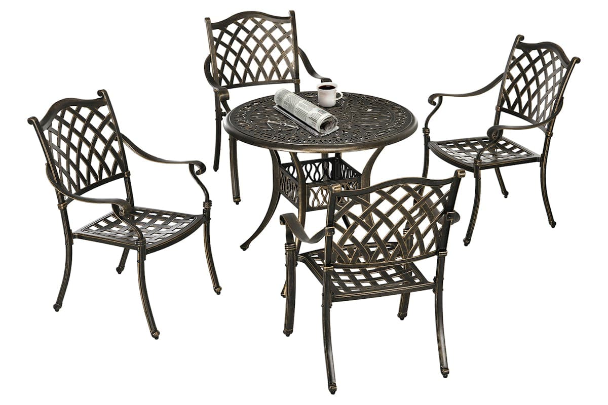 Outsunny Garden Dining Table Set with Umbrella Hole | Bronze | 5 Pieces