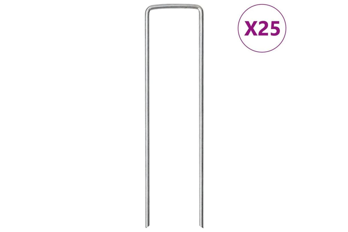 Vidaxl Ground Pegs U Shape 25 Pcs 15x3.5 Cm Galvanised Steel