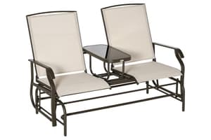 Outsunny 2 Seater Glider Rocking Chair | Brown/Khaki