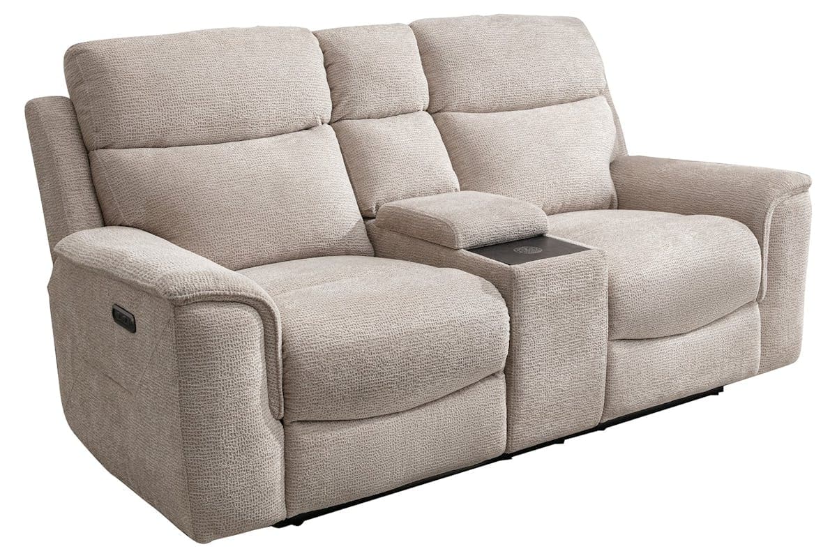 Kent 2 Seater Sofa | Console | Power Recliner | Fabric | Mink
