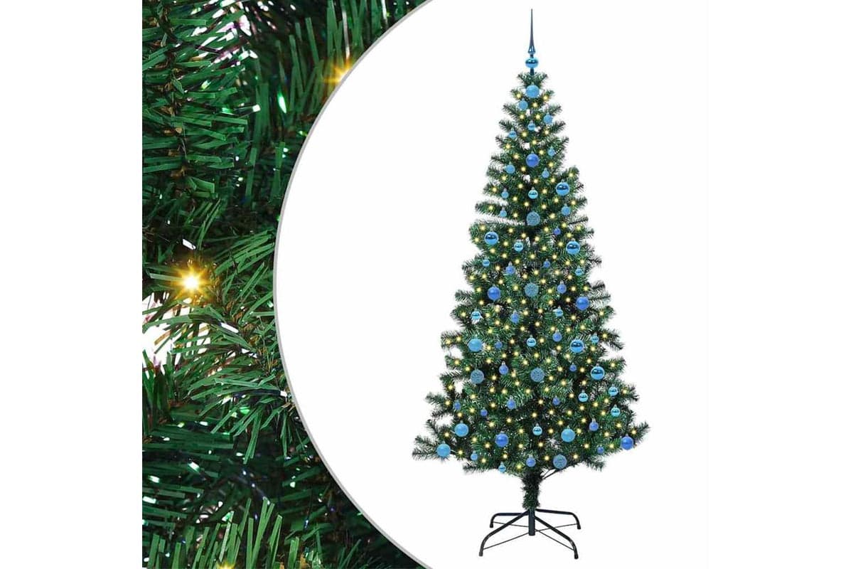 Vidaxl Artificial Pre-lit Christmas Tree Green 210 Cm Pvc And Metal
