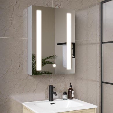 ONLY OPENED - 500 x 700mm Illuminated Mirrored Bathroom Cabinet Single Door - Phoenix