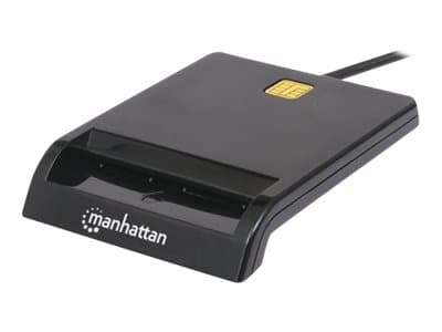 MANHATTAN - USB-A Contact Smart Card Reader, 12 Mbps, Friction type compatible, External, Windows or Mac, Cable 105cm, Black, Three Year Warranty, Blister - SMART card reader - USB