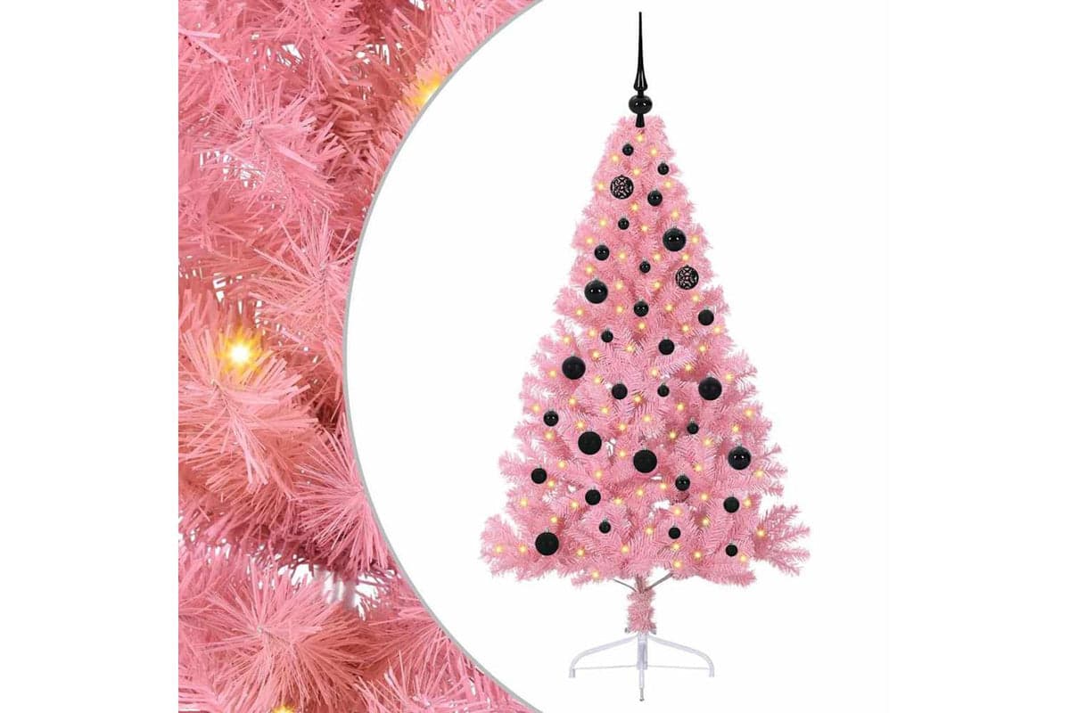 Vidaxl Artificial Pre-lit Christmas Tree With 150 Leds Pink 150 Cm Pvc