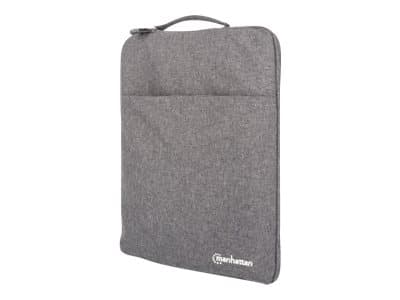 MANHATTAN - Seattle Laptop Sleeve 15.6", Grey, Padded, Extra Soft Internal Cushioning, Main Compartment with double zips, Zippered Front Pocket, Carry Loop, Water Resistant and Durable, Notebook Slipcase, Three Year Warranty - notebook sleeve
