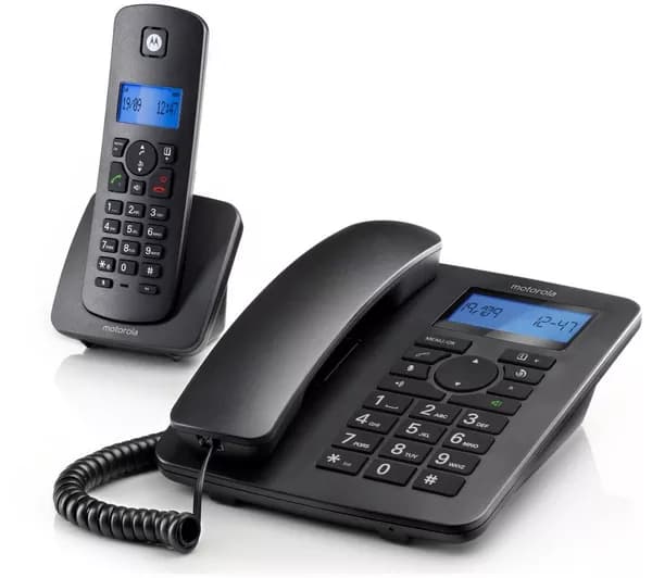 MOTOROLA C4201 Corded & Cordless Phone Combo - Twin Handsets, Black