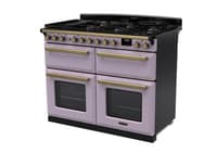 Rangemaster Estel Deluxe 110cm Dual Fuel Range Cooker - Heather with Brass Trim | ESDLB110DFPHTH/AB1
