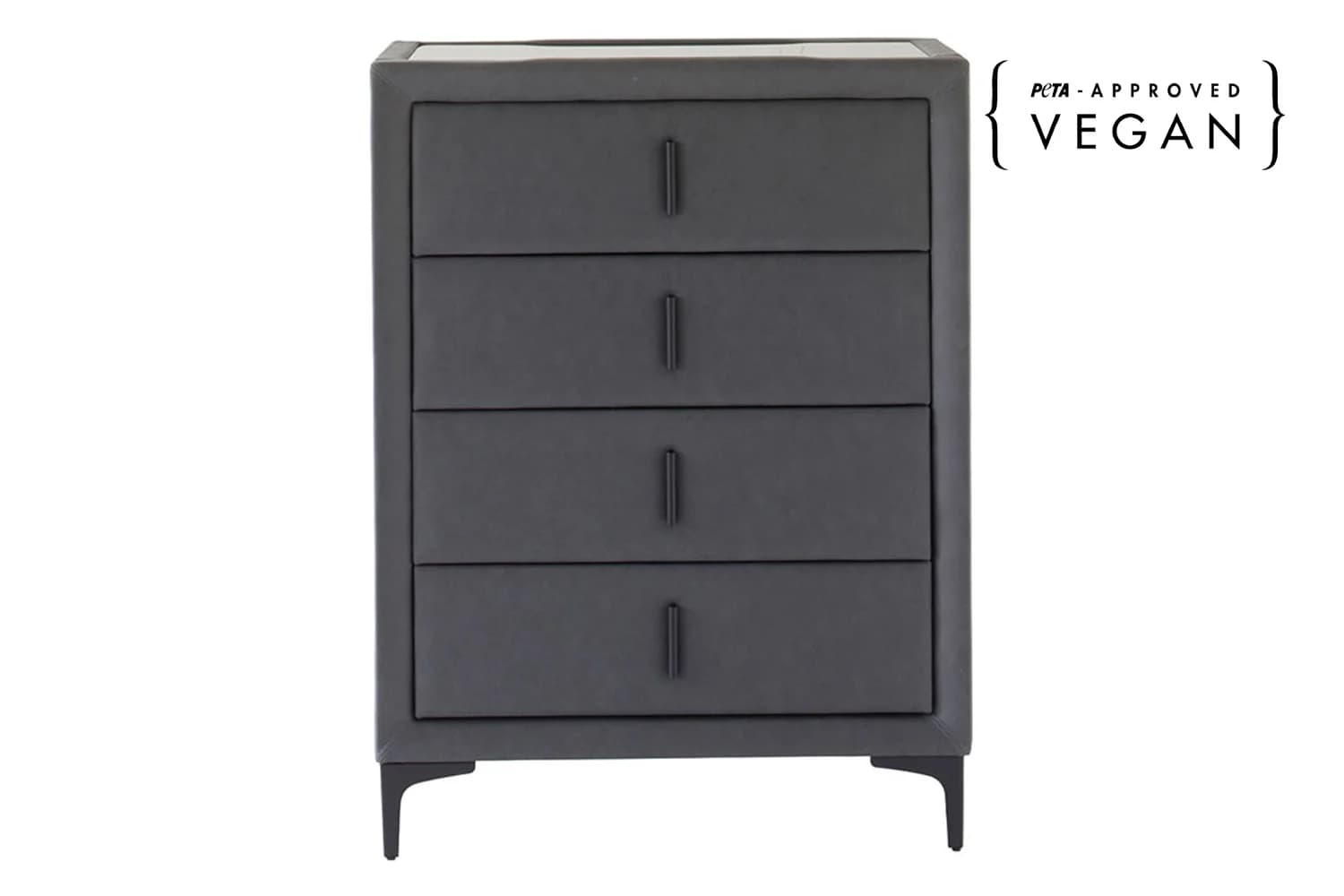 Lewis Chest of Drawer | Vegan Leather | 4 Drawer | Matte Black