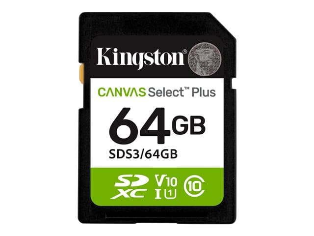 KINGSTON - Canvas Select Plus - Flash memory card - 64 GB - Video Class V10 / UHS-I U1 / Class10 - SDXC UHS-I