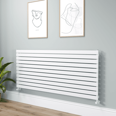 Riace Linea White Flat Designer Radiator 770x1800mm Single Panel 5215 BTU - Horizontal Bars