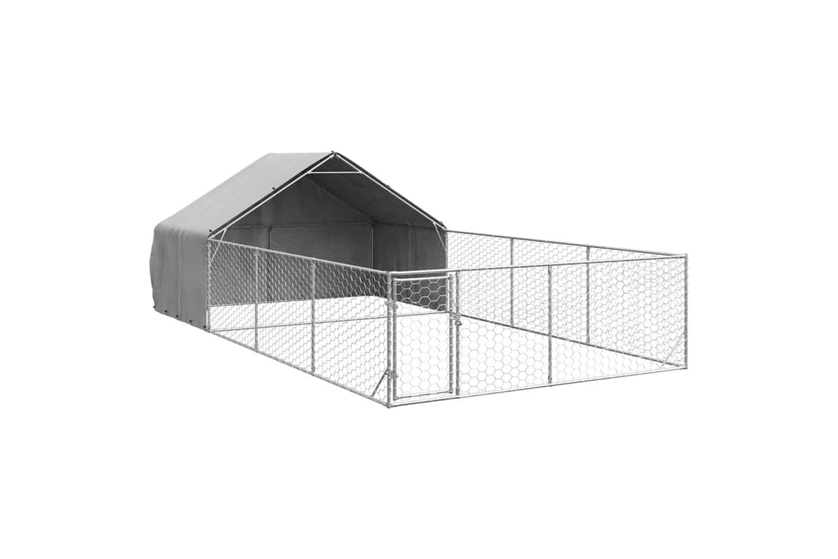 Outdoor Dog Kennel With Run 7x3x19 M Galvanised Steel