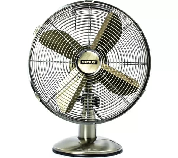 STATUS S12ADESKFAN1PKB Portable 12" Desk Fan - Brass