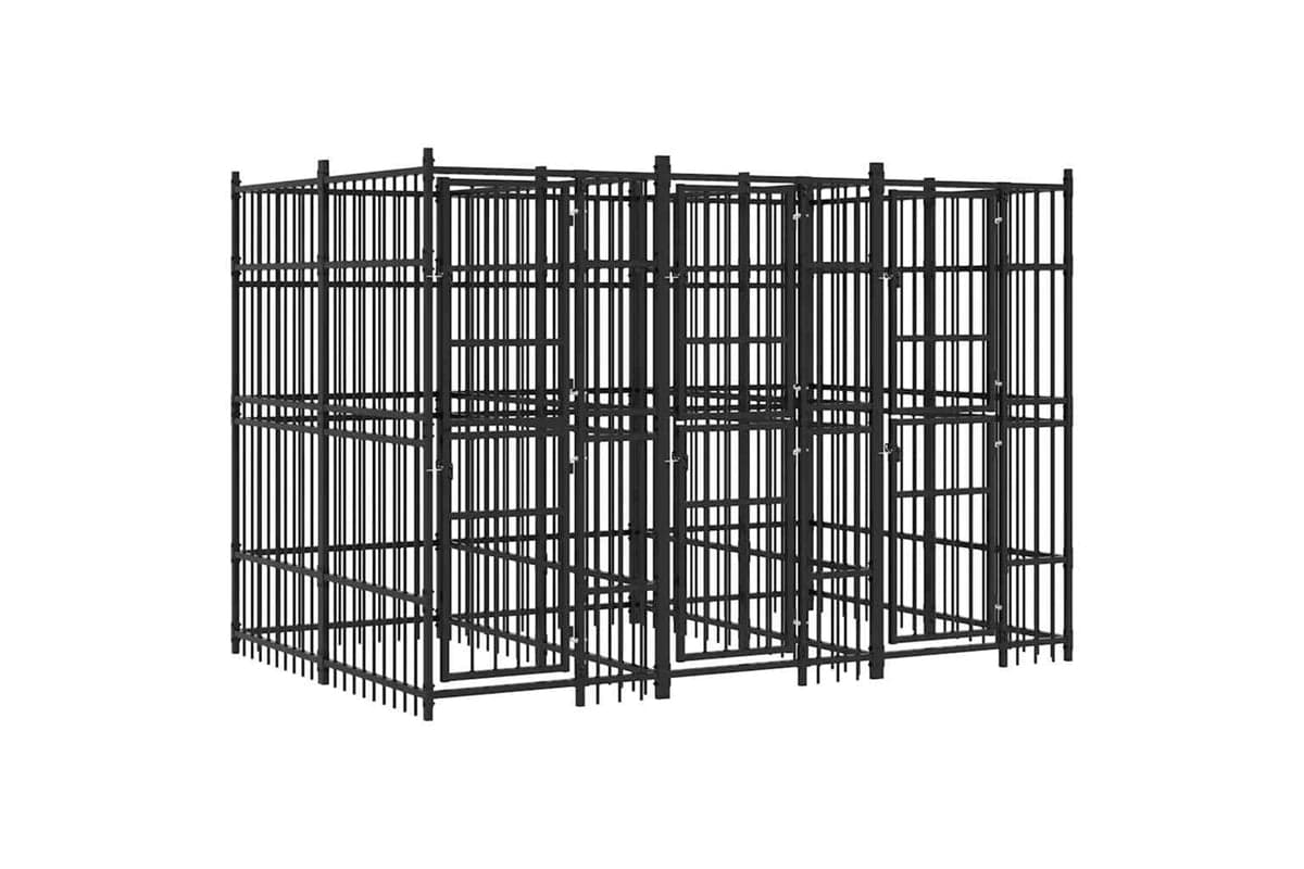 Vidaxl 3097939 Outdoor Dog Kennel Steel 7.37 M2