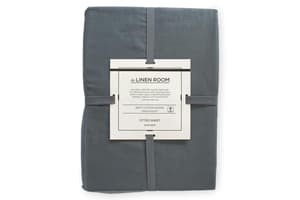 The Linen Room | 300TC Cotton Sateen Extra Deep Fitted Sheet | Dark Grey | Super King