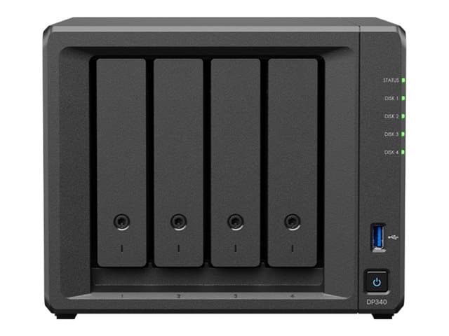 SYNOLOGY - DP340 - Server - DT 1-way - 1 x Ryzen Embedded R1600 / up to 3.1 GHz - RAM 16 GB - SATA - hot-swap 3.5" bay(s) - HDD 4 x 8 TB - 10 Gigabit Ethernet, Gigabit Ethernet - monitor: none