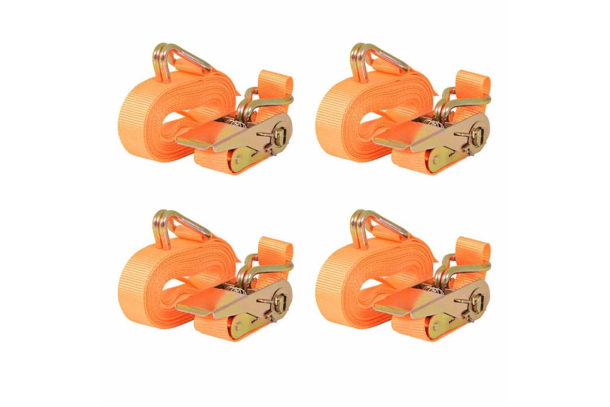 Vidaxl 142658 Ratchet Tie Down Straps 4 Pcs 0.4 Tonnes 6mx25mm Orange