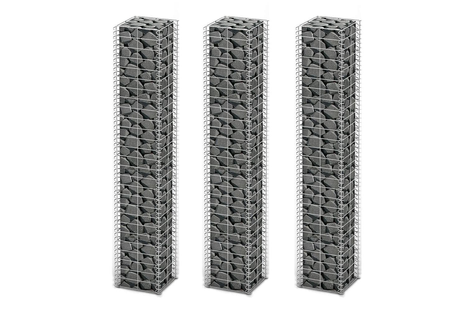 vidaXL 141046 Gabion Set 3 Pcs Galvanised Wire 25 X 25 X 150cm