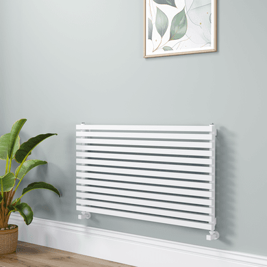 Ravello Linea White Square Designer Radiator 585x1000mm Single Panel 2785 BTU - Horizontal Bars