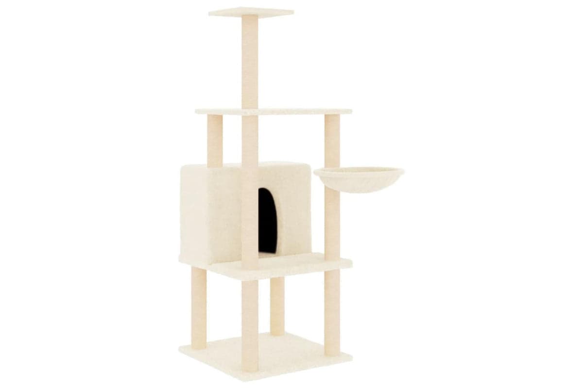 Cat Tree With Sisal Scratching Posts Cream 132 Cm