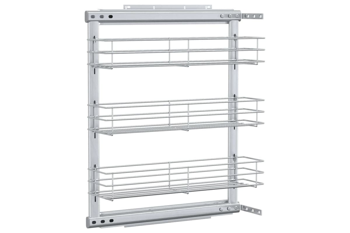 vidaXL 50968 3-tier Pull-out Kitchen Wire Basket Silver 47x15.5x55.5cm