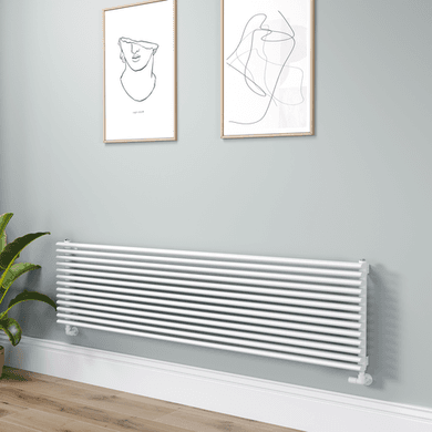 Ventura Linea White Oval Unique Designer Radiator 455x1800mm Single Panel 4594 BTU - Horizontal Bars