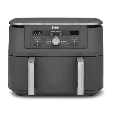 Ninja DZ400UK Dual Zone 6-in-1 9.5L Air Fryer  2 Twin Baskets  Healthy Crispy Cooking  Grey