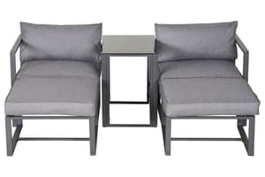 Outsunny Garden Set with Sun Lounger Footstools with Cushions | Grey | Set of 4