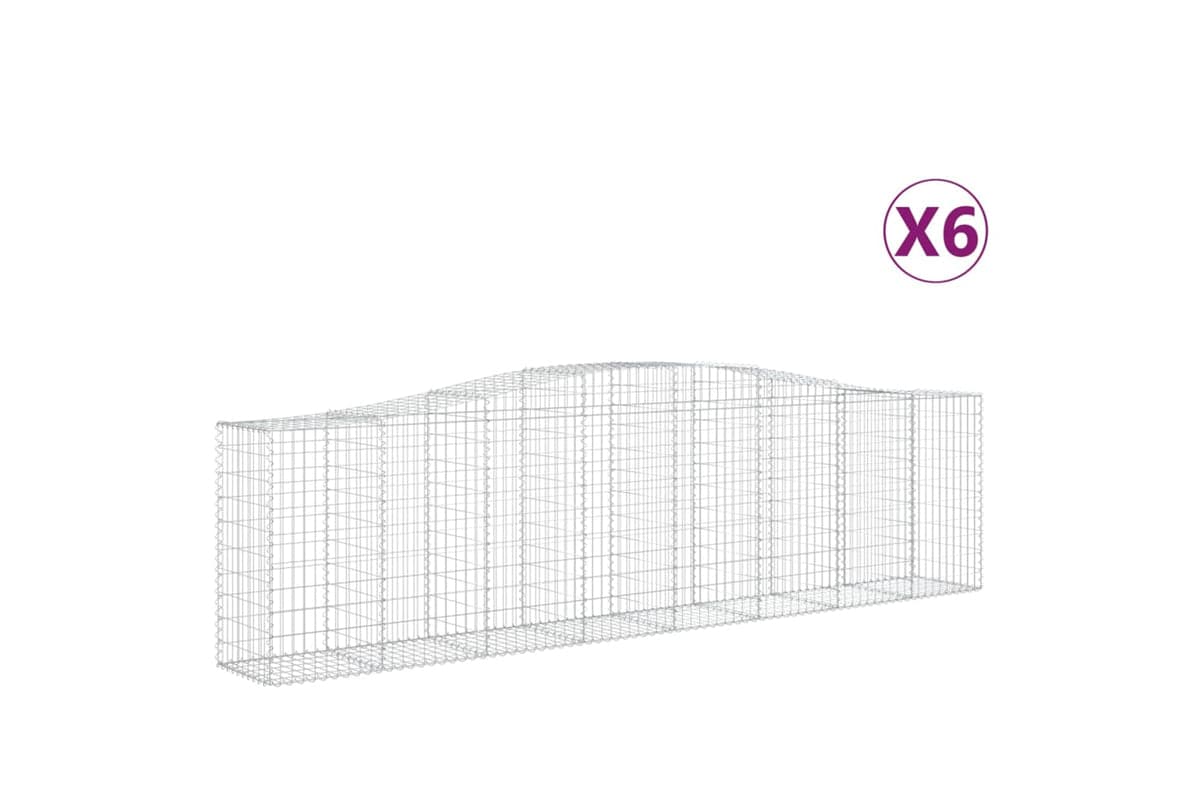 vidaXL 3145960 Arched Gabion Baskets 6 Pcs 400x50x100/120cm Galvanised Iron