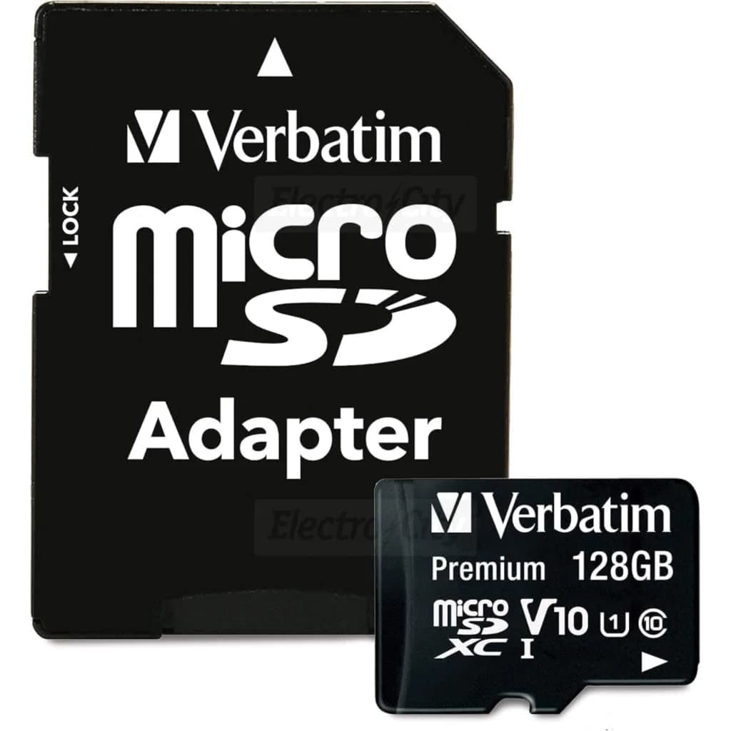 Verbatim Premium 128GB microSDXC Memory Card with SD Adapter | Black