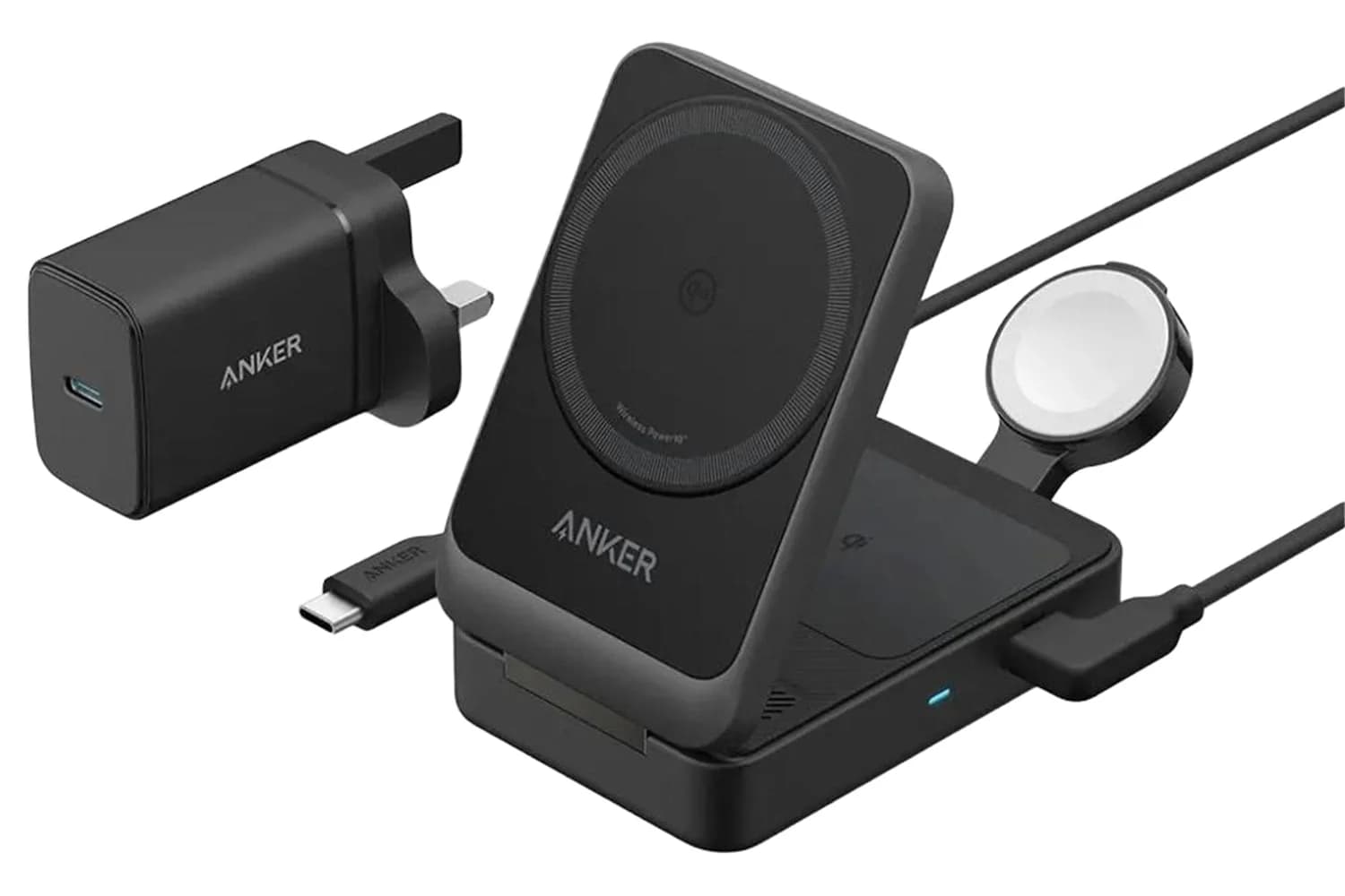 Anker MagGo 3-in-1 15W Wireless Charging Station | Black