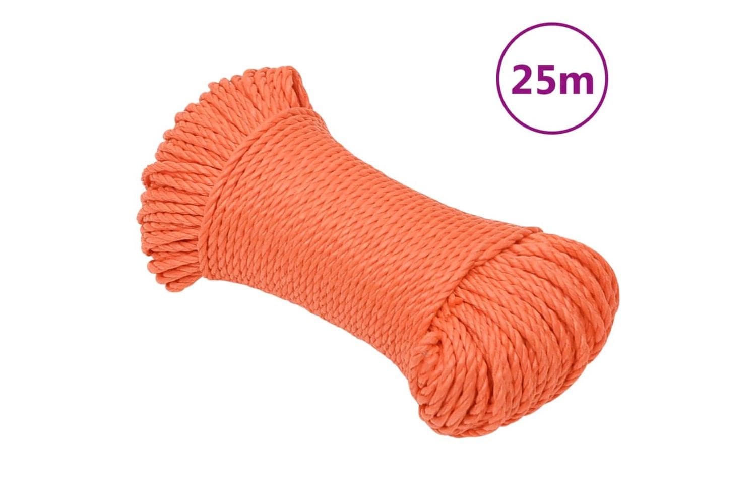 vidaXL 152928 Work Rope Orange 8mm 25 M Polypropylene