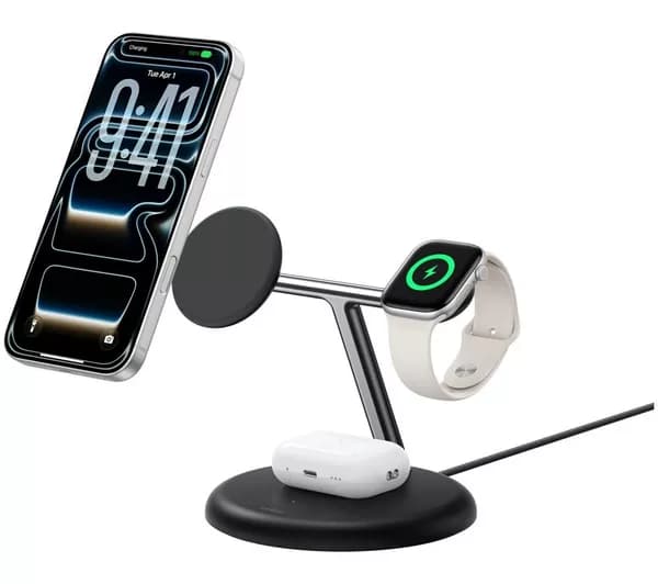 BELKIN WIZ050myBK Qi2 3-in-1 Wireless Charger - Black