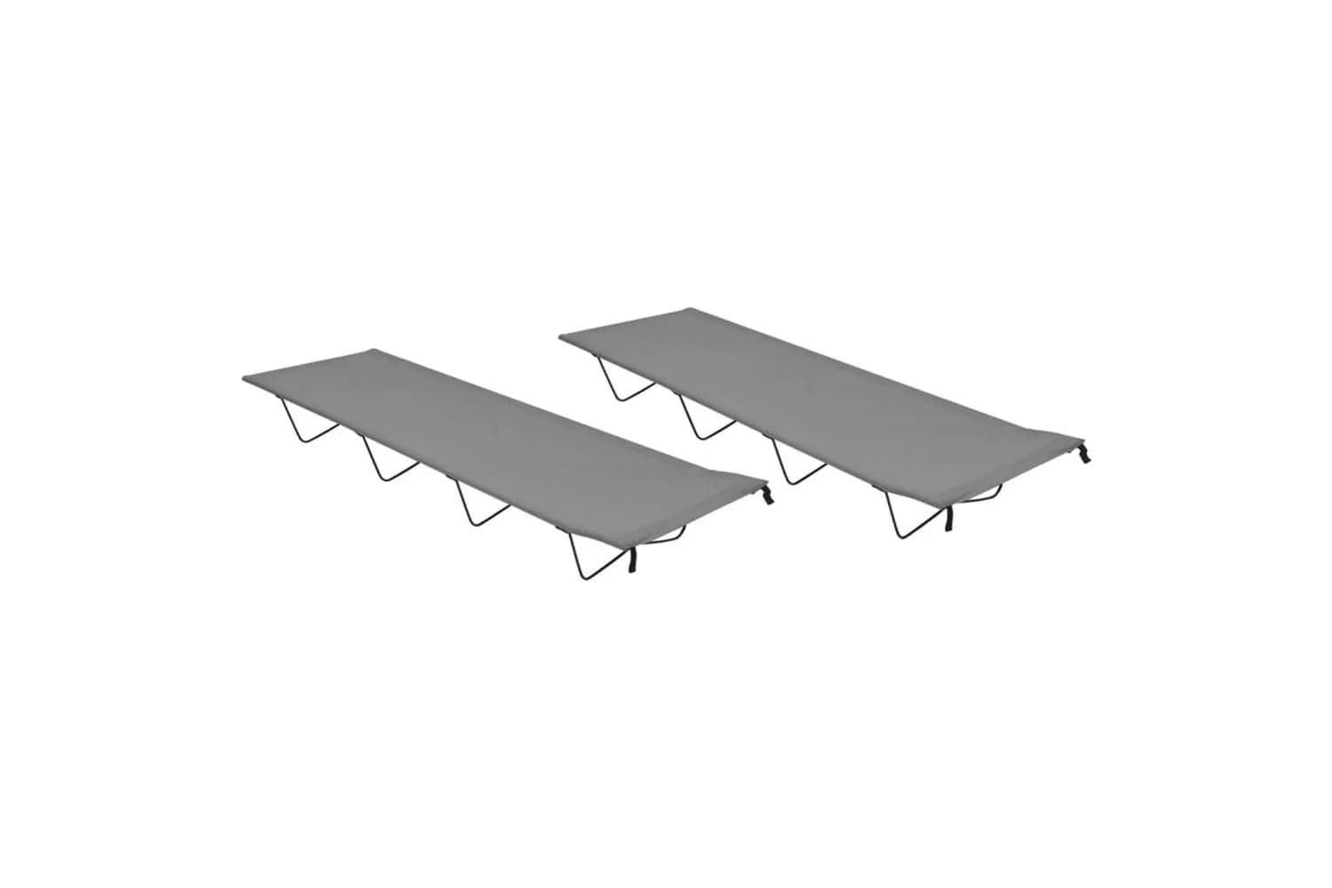 Vidaxl Camping Beds 2 Pcs 180x60x19 Cm Oxford Fabric And Steel Grey