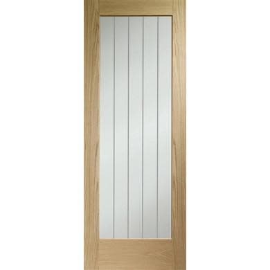 Internal Oak Fully-Glazed Cottage Door with Clear Etched Glass - Pre-Finished - Suffolk Premium - XL Joinery