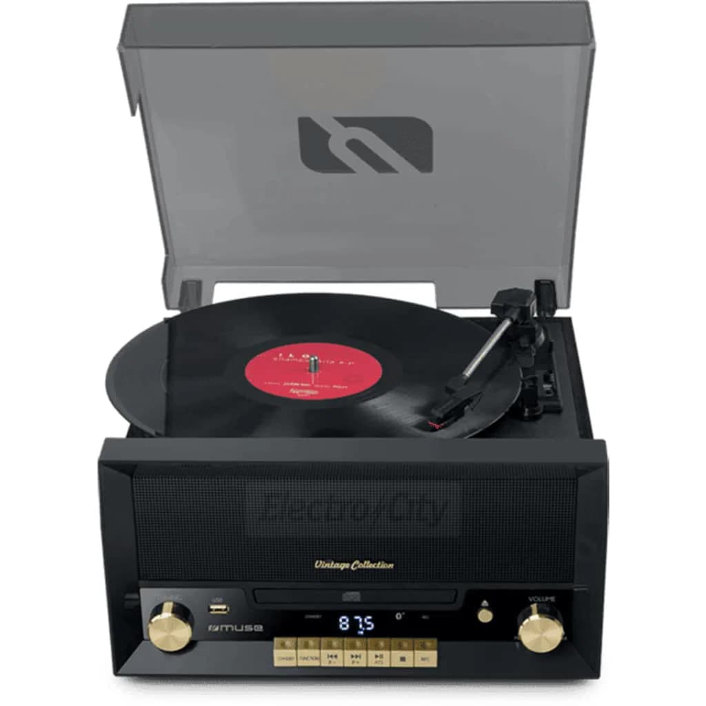 Muse CD Micro System with Turntable &amp; FM Radio | Black