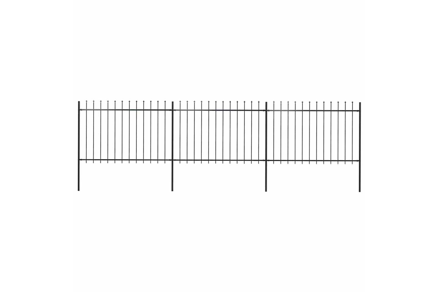 Vidaxl 277622 Garden Fence With Spear Top Steel 5.1x1.2 M Black