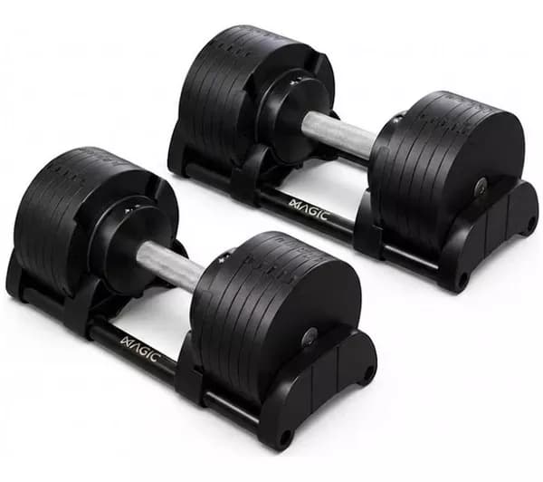 MAGIC AI MFD-002 Smart Adjustable Dumbbells - Black & Silver