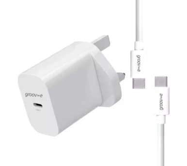 Groove USB-C Wall Charger 25W with USB-C to USB-C Cable - White | GVMA112WE
