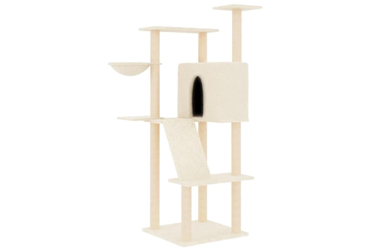 Cat Tree With Sisal Scratching Posts Cream 143 Cm