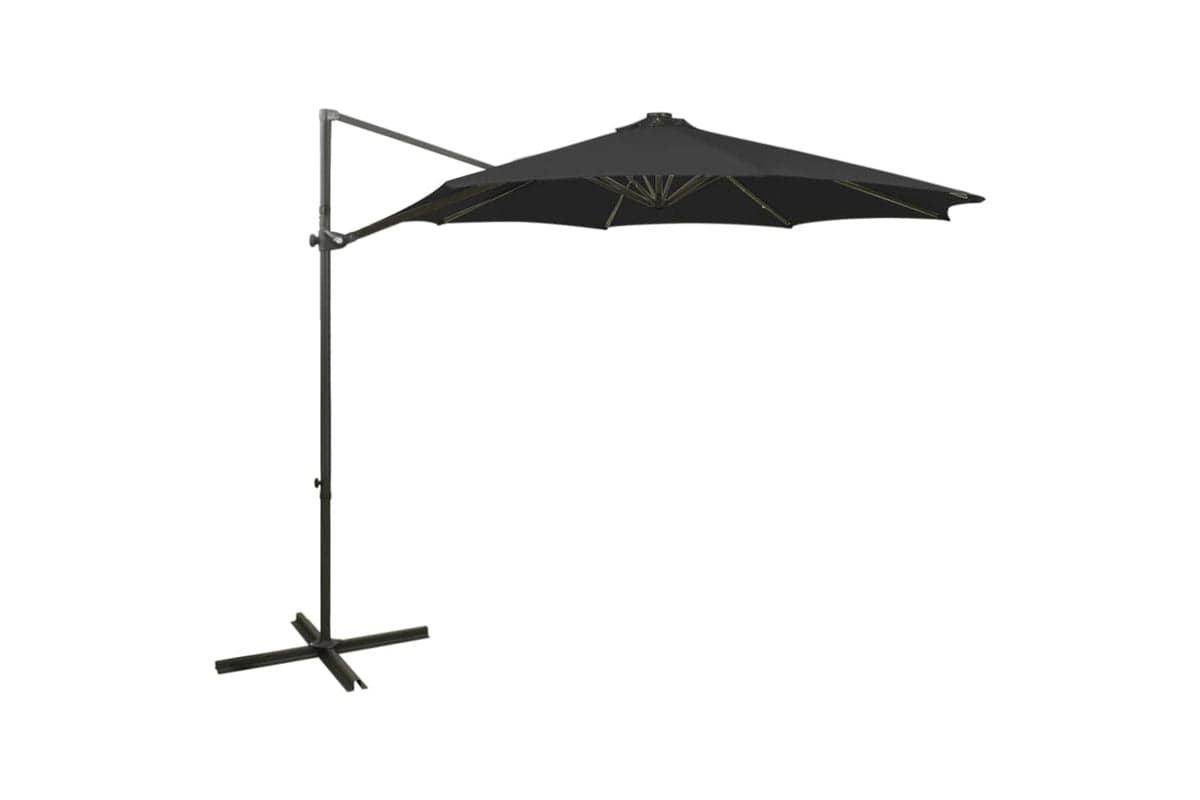 Vidaxl 312340 Cantilever Umbrella With Pole And Led Lights Black 300 Cm
