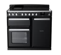 Rangemaster Estel Deluxe 100cm Induction Range Cooker - Gloss Black with Chrome Trim | ESDL100EIPGBL/CM1