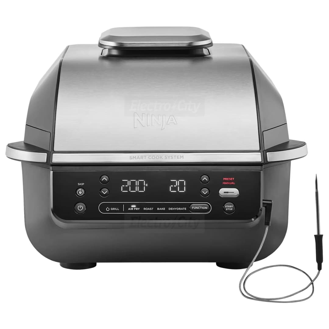 Ninja 5-in-1 Grill & Air Fryer with Smart Cook System | Black & Silver