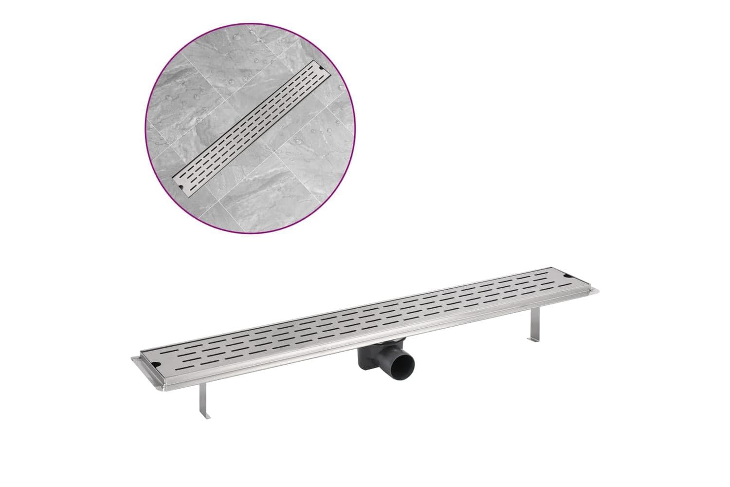 vidaXL 142180 Linear Shower Drain Line 830x140mm Stainless Steel