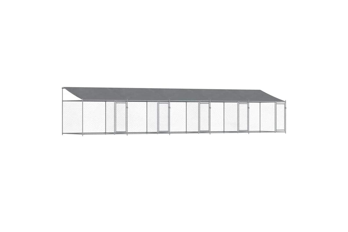 Vidaxl Dog Cage With Roof And Doors Grey 10x2x2 M Galvanised Steel